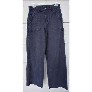 American Eagle Women Super High Rise Baggy Wide Leg  Black Pants Size 6 Cotton